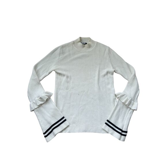 FEW MODA White Bell Sleeve Ribbed Sweater Size Small - Picture 3 of 8